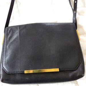 Women's J. Crew black leather shoulder bag new with tags